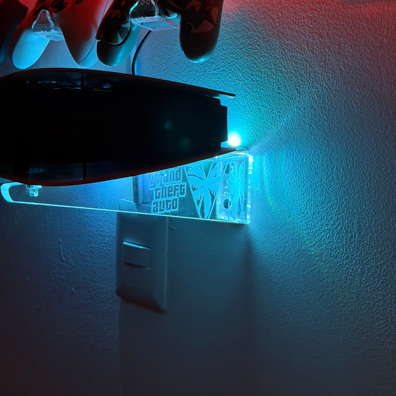 Soporte horizontal PS5 GTA 6 con soporte para diadema gamer