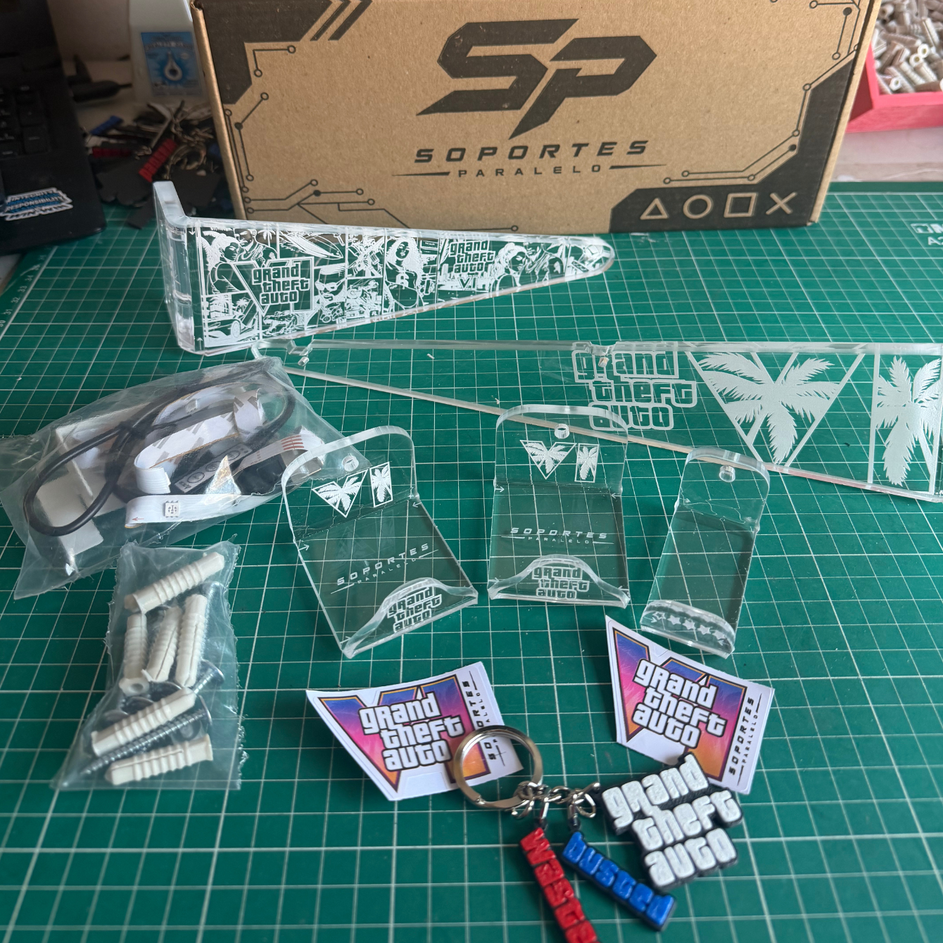 Soporte PS5 horizontal GTA 6 con iluminación LED RGB